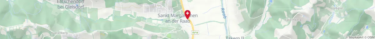 Kartendarstellung des Standorts für Apotheke St. Margarethen in 8321 Sankt Margarethen/Raab